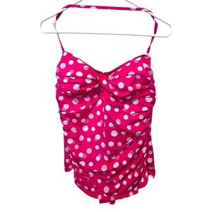 Pink Polka Dot swimsuit Retro Ruched Style, vintage look, rockabilly pinup pool